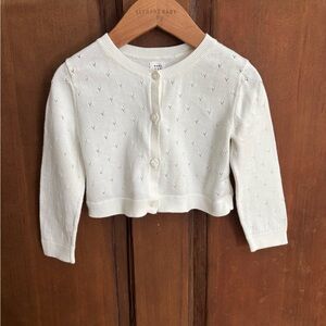 GAP Kids Cotton White Pointelle Button Down Cardigan